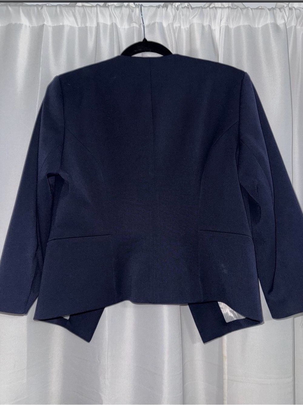 Express Navy Blue Blazer, 3/4 sleeve with zipper pockets - Picture 3 of 3
